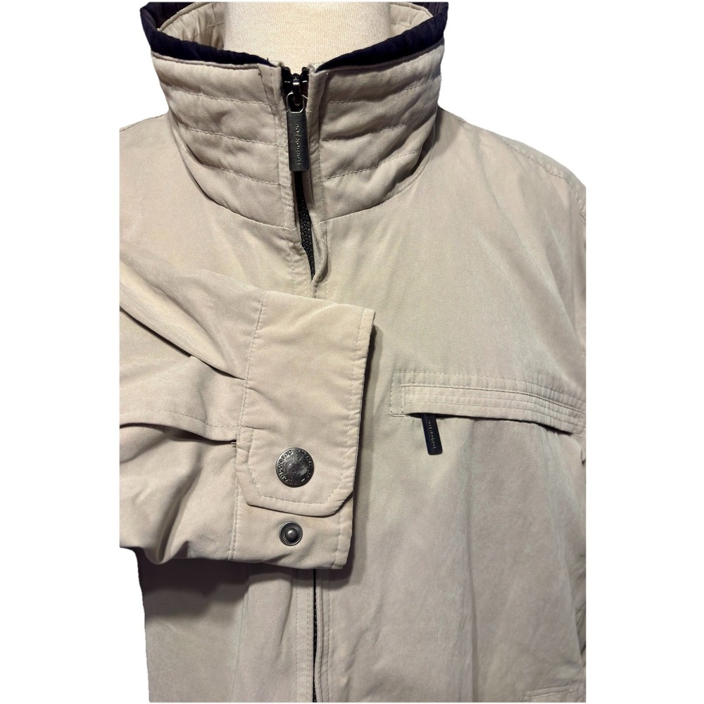 London Fog Bomber Jacket Mens Sz XXL Beige‎ Full Zip Lined Pockets Snaps Casual